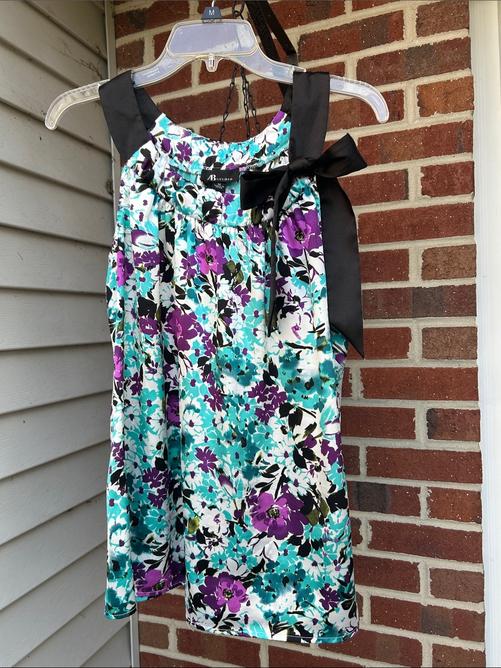 AB Studio Teal, Purple & Black Floral Party Dress
